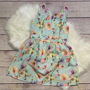 EN CREME Floral Open Back Sleeveless Skater Dress